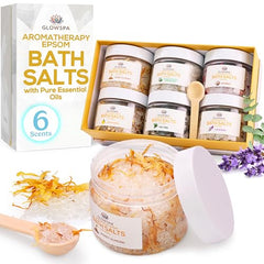 GlowSPA lavender scented bath crystals for a calming soak and soft skin