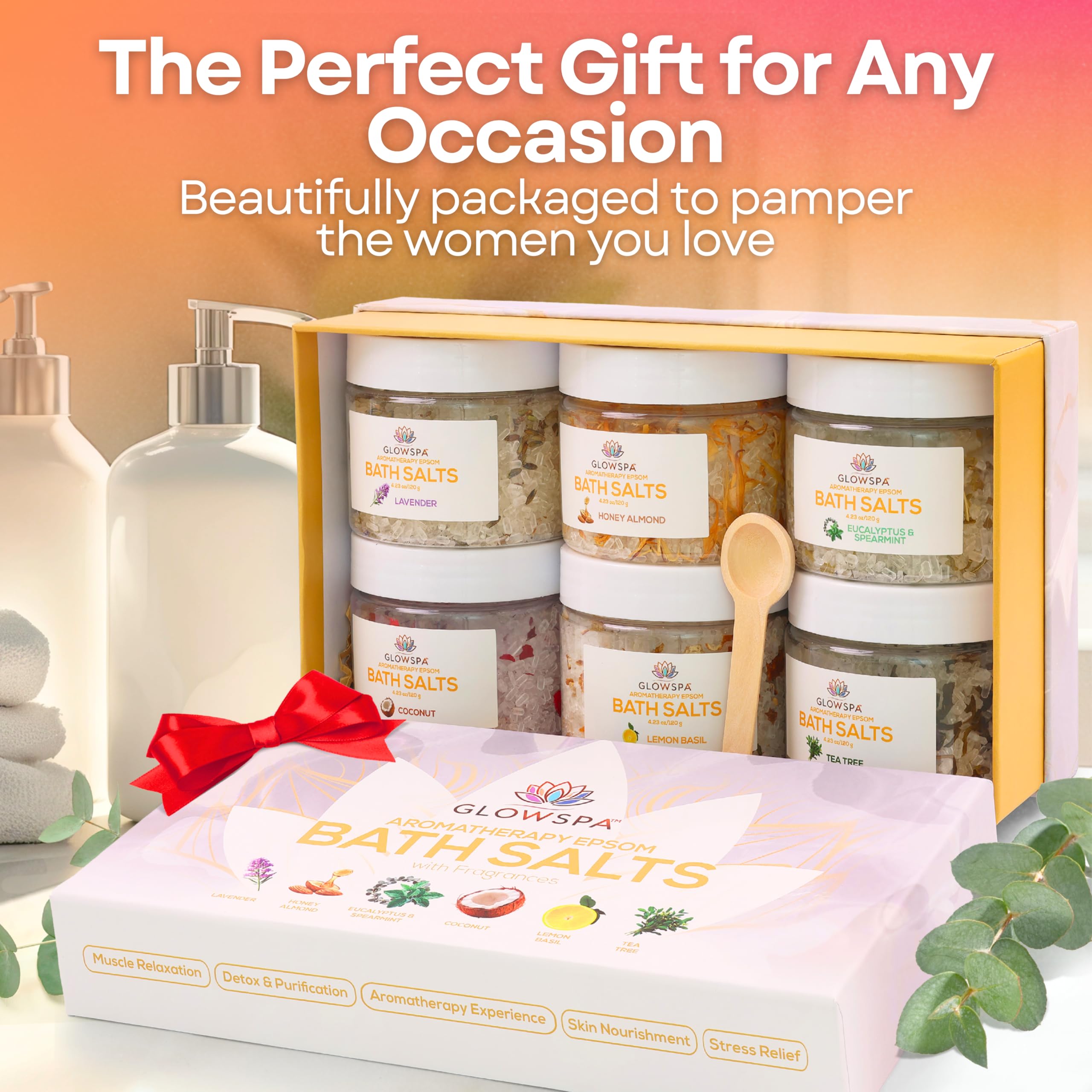 GlowSPA mineral-rich bath crystals with natural hydration and skin-softening feel
