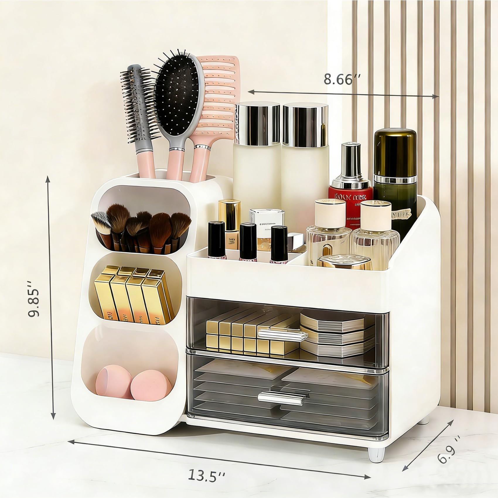 Glowspire makeup organizer brush holders keep brushes within easy reach.