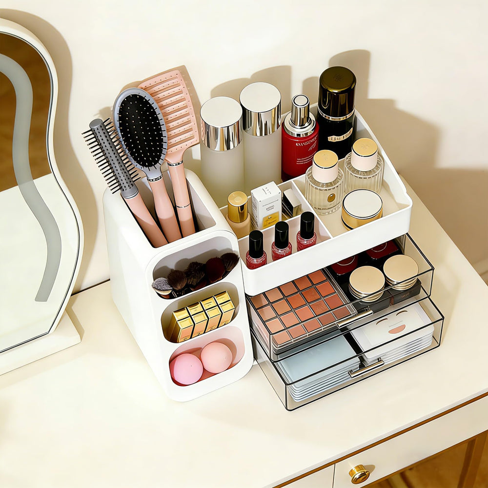 Glowspire makeup organizer versatile storage for cosmetics and skincare tools.