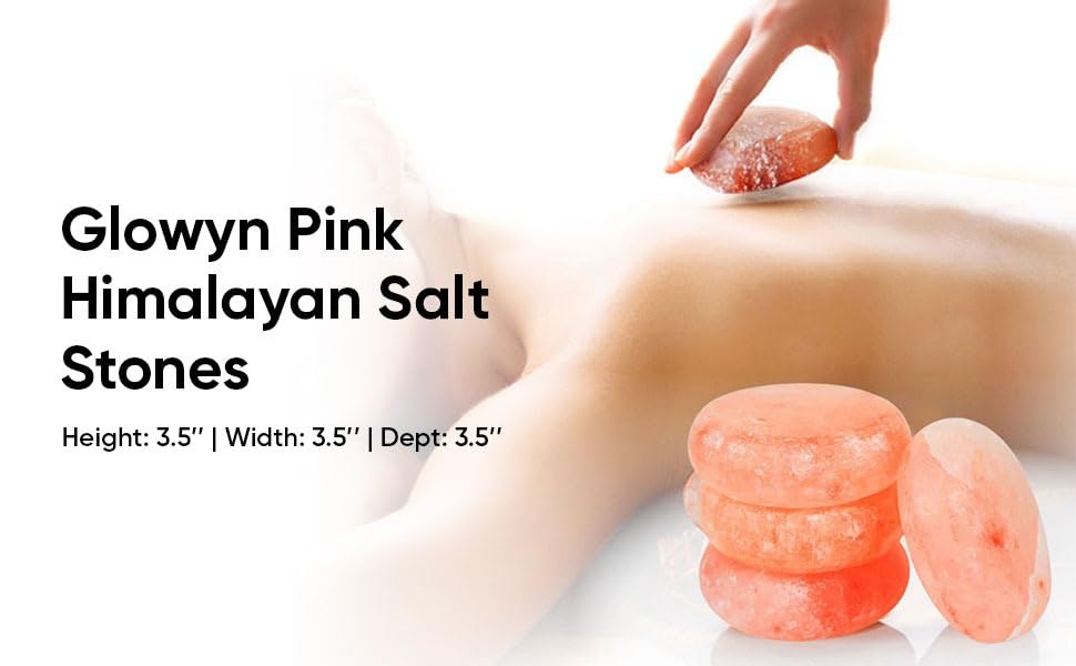Glowyn Pink Himalayan salt massage stone disc thick for durable heat therapy