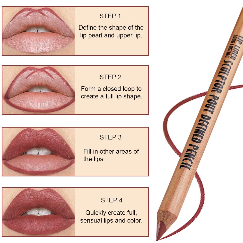 GLSFACE lip liner set includes dual sharpeners for precise sharpening.