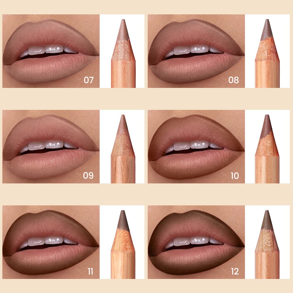 GLSFACE nude-pink lip liner swatch for soft, natural definition.