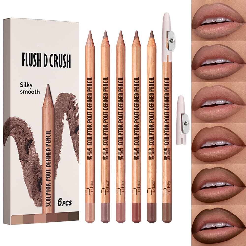 GLSFACE Classic Matte Lip Liner Set packaging displays six colors for versatile looks.