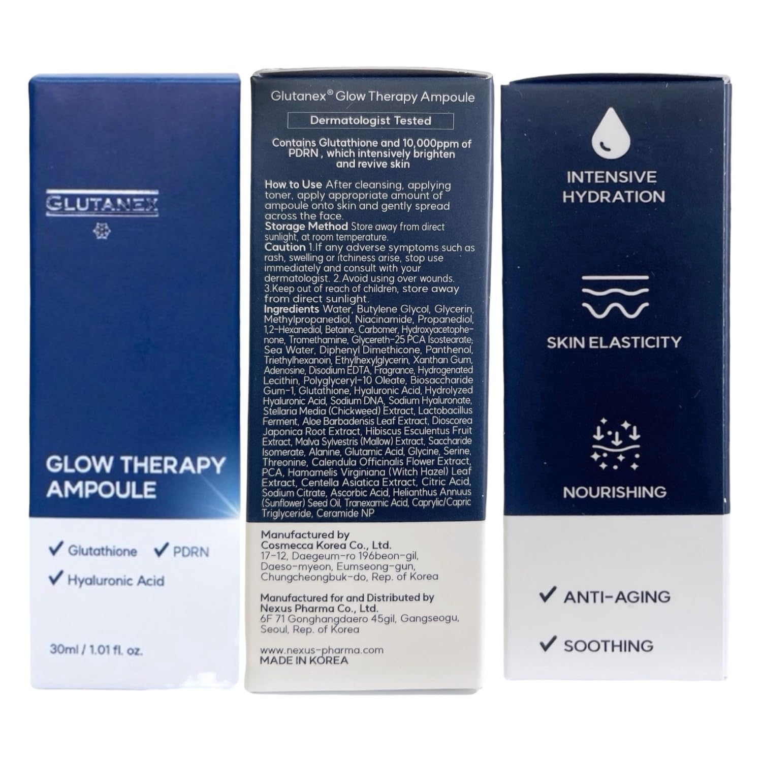 Glutanex Glow Therapy Serum applied on hand showing lightweight absorption