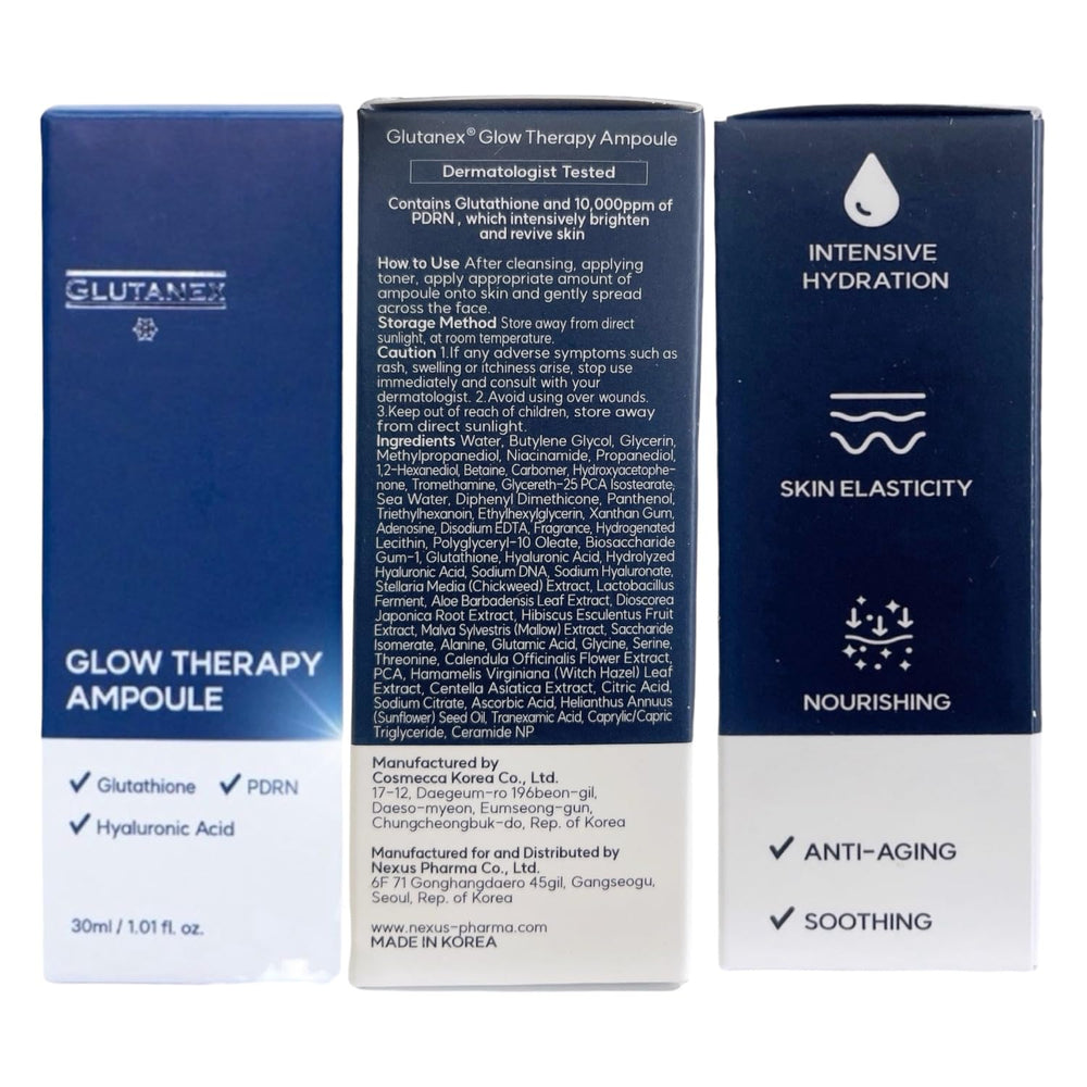 Glutanex Glow Therapy Serum applied on hand showing lightweight absorption