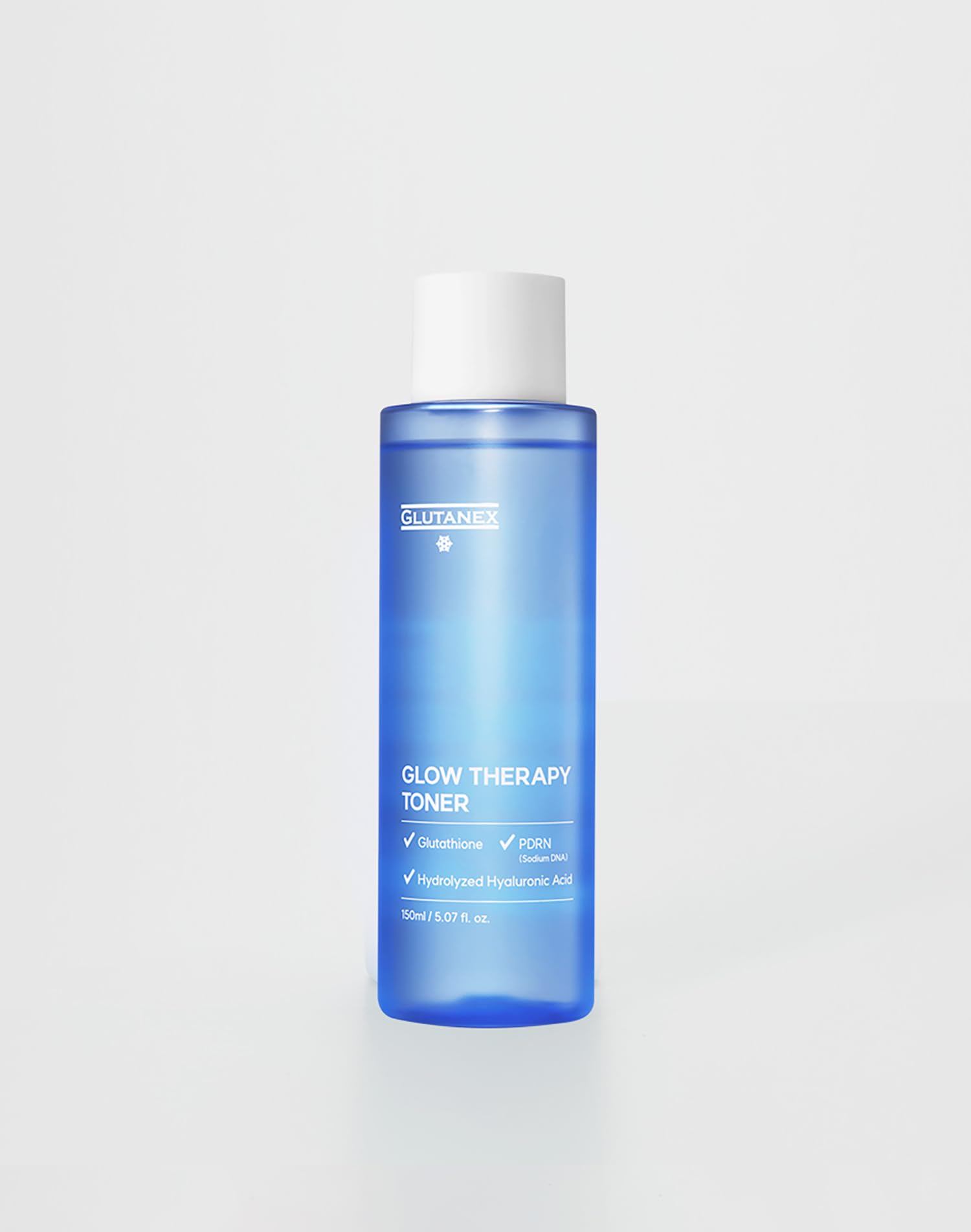 Glutanex Glow Therapy Toner bottle demonstrates hydrating, gentle exfoliation for radiant skin.