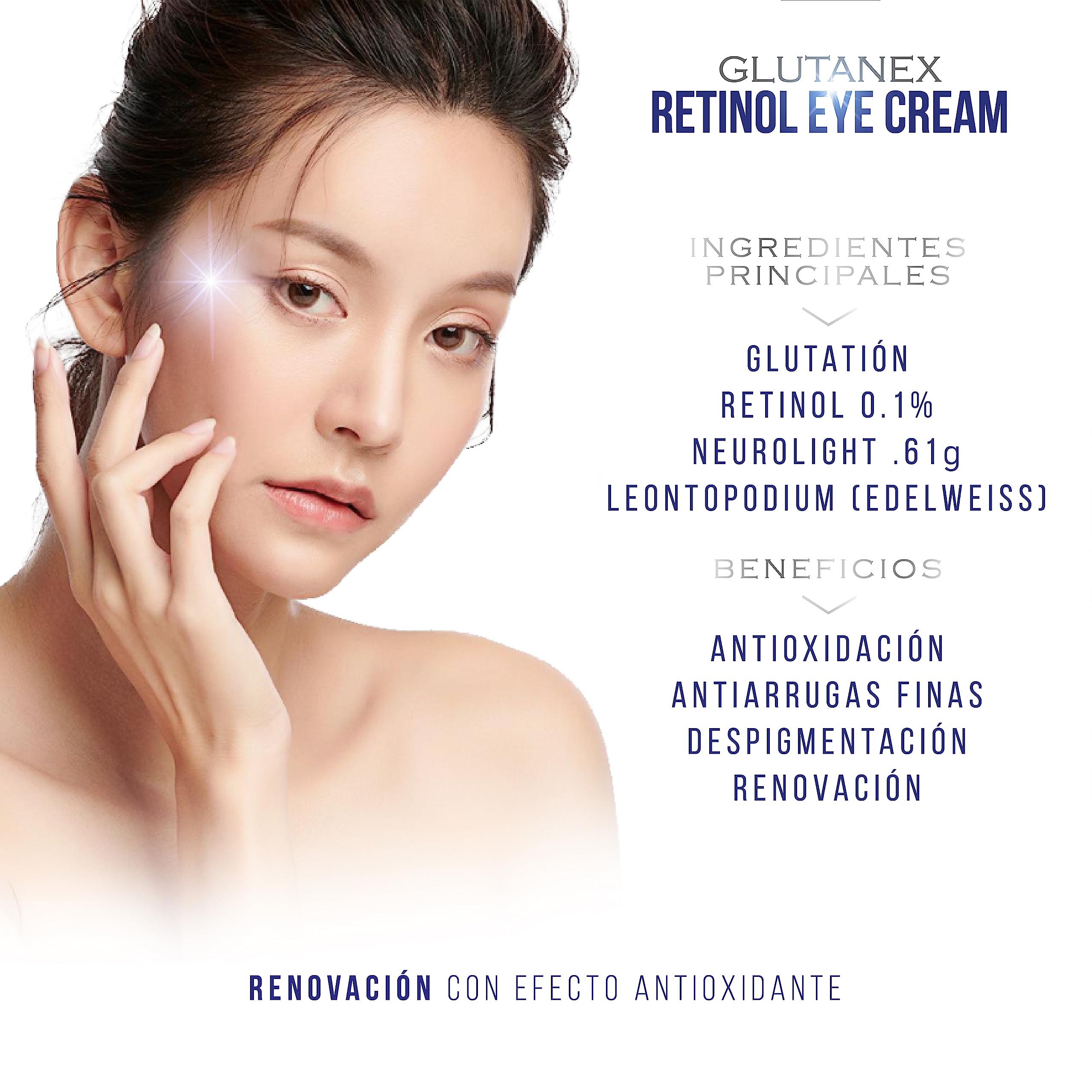 Glutanex Retinol Eye Cream packaging box with branding and product details