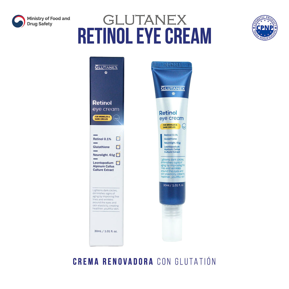 Texture swirl of Glutanex Retinol Eye Cream highlights creamy consistency for delicate eye skin