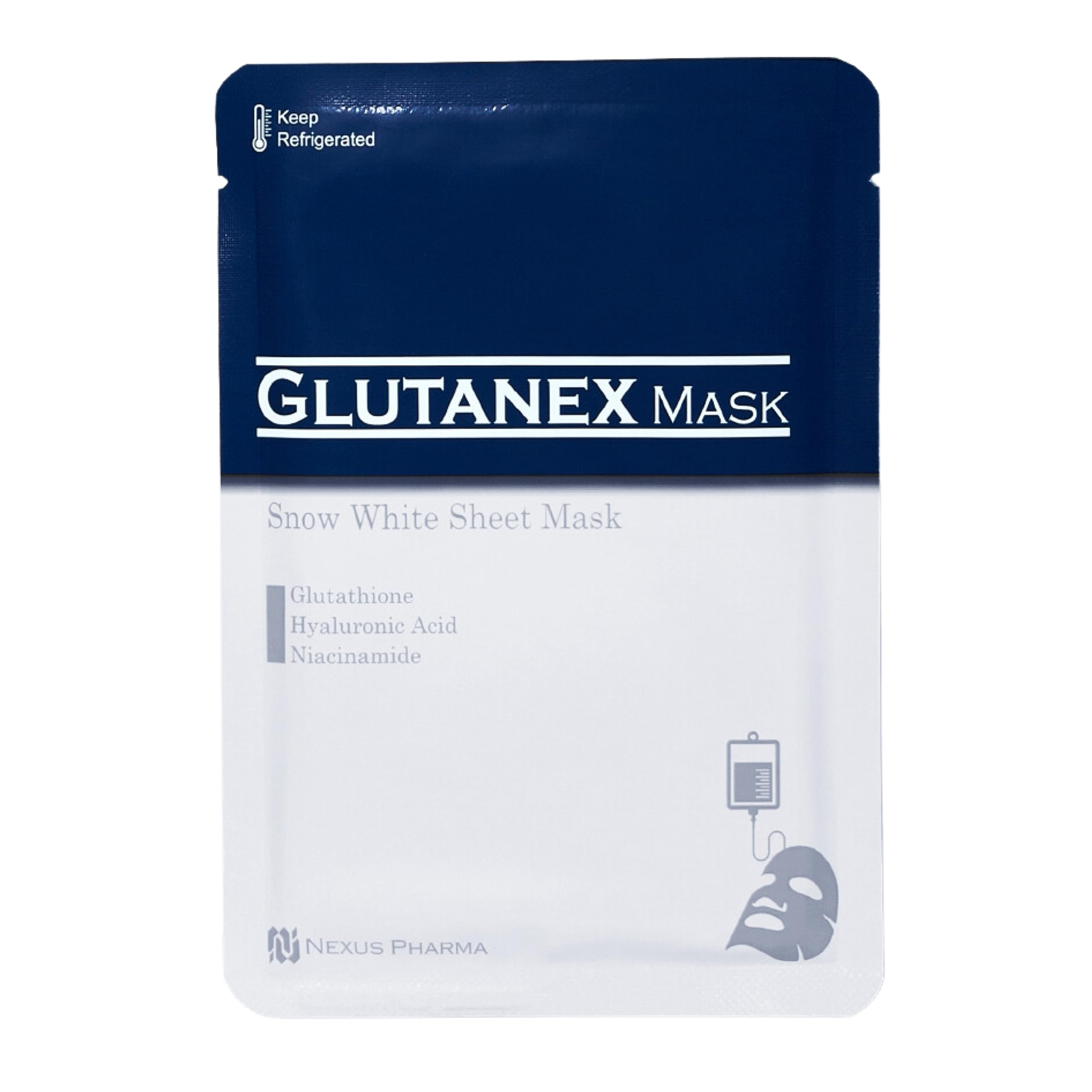 Glutanex Snow White Mask box packaging highlights premium Korean sheet mask for hydration and brightening
