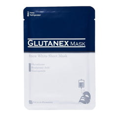 Glutanex Snow White Mask box packaging highlights premium Korean sheet mask for hydration and brightening