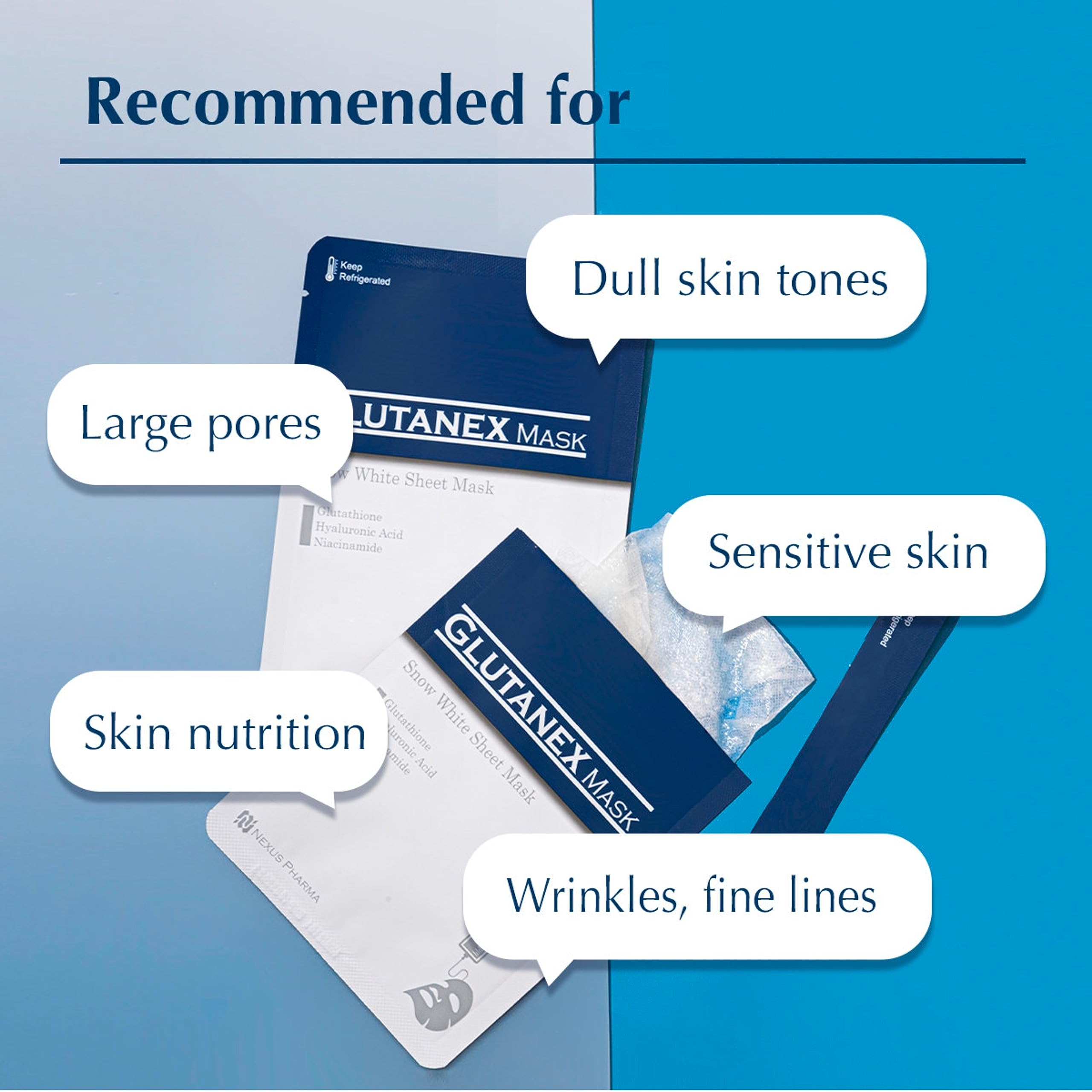 Glutanex Snow White Mask essence saturation indicates rich serum delivery to skin