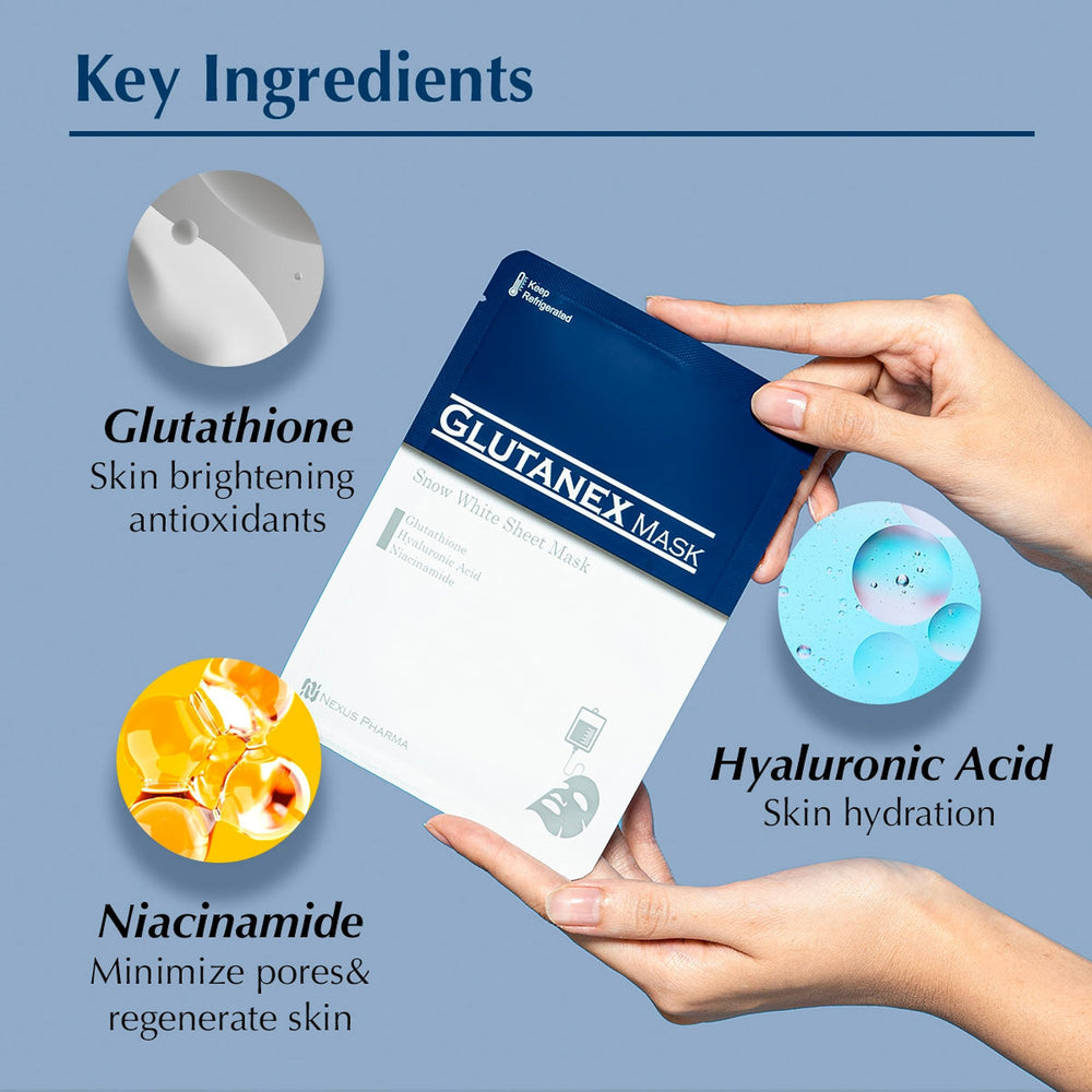 Glutanex Snow White Mask being applied on the face demonstrates quick 15-minute treatment