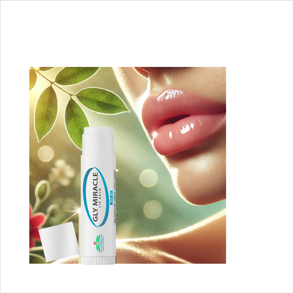 GLY MIRACLE lip balm SPF 30 protects lips while in sun.