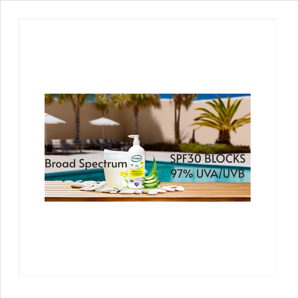 GLY MIRACLE SUN SPF30 quick-absorb formula shown spreading easily