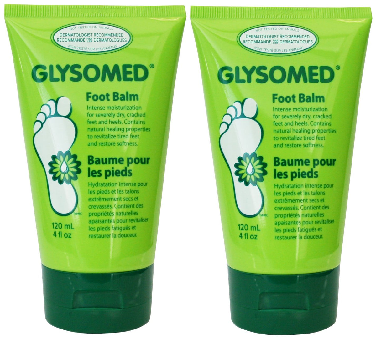 Glysomed Foot Balm Combo Pack front view with two 120 mL tubes for soft, revitalized feet.
