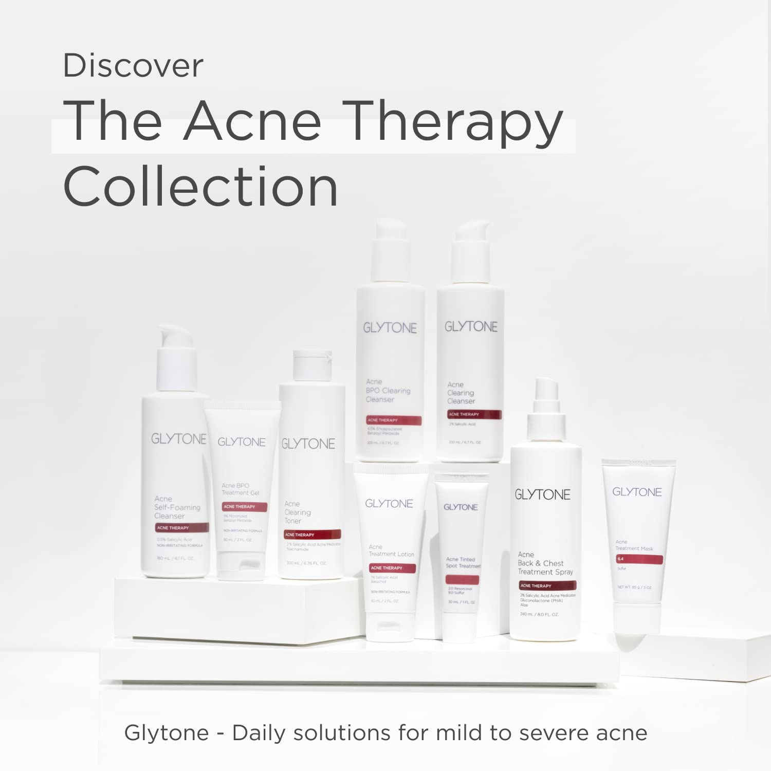 Glytone Acne BPO fragrance-free formula close-up for sensitive skin.