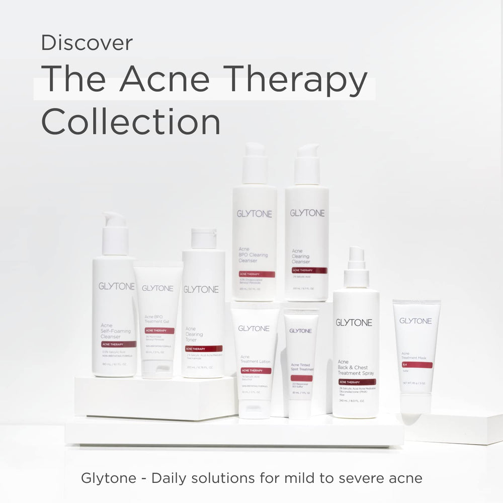 Glytone Acne BPO fragrance-free formula close-up for sensitive skin.