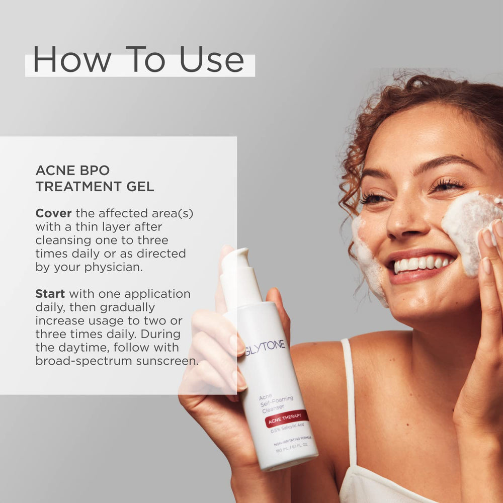 Glytone Acne BPO pore-minimizer image emphasizes oil control.