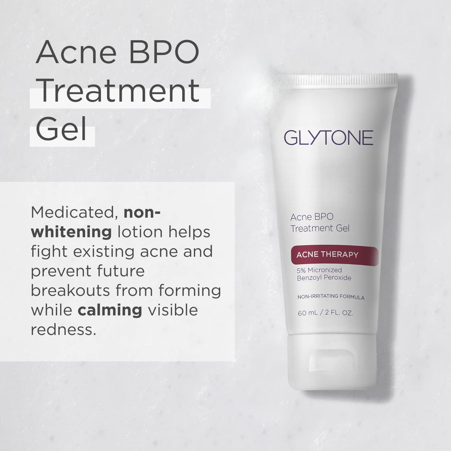 Glytone Acne BPO spot application close-up demonstrates precise pimple treatment.