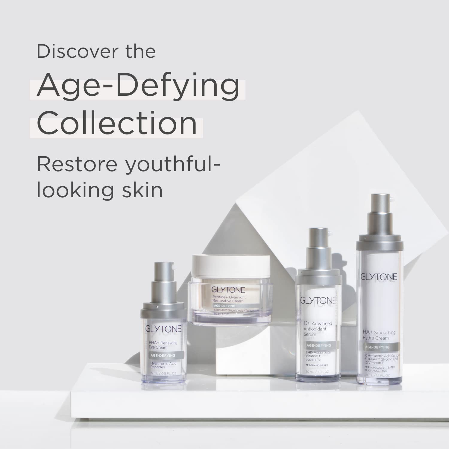 GLYTONE ingredients label shot noting 10 Hyaluronic Acids and glycolic balance