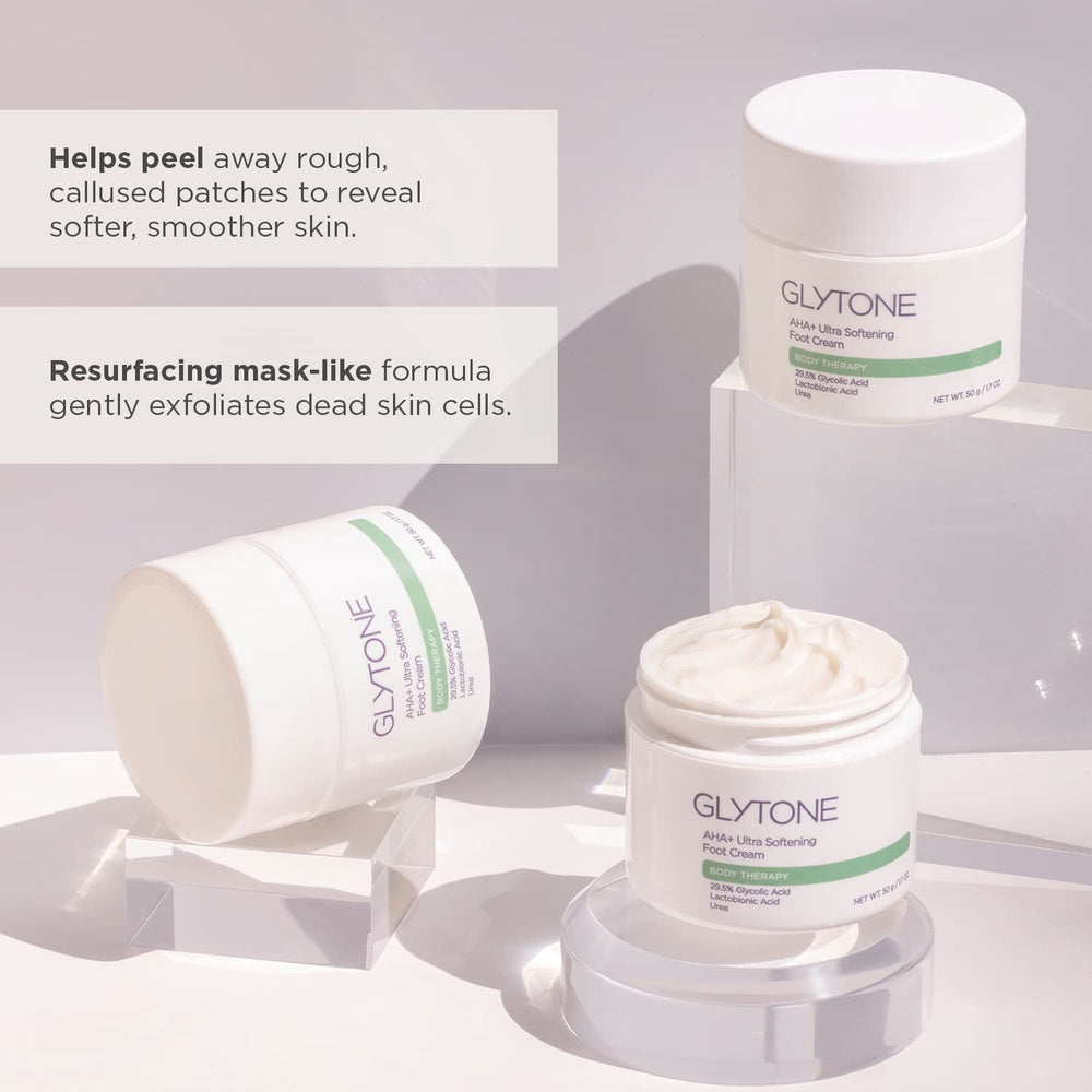 GLYTONE AHA+ Foot Cream easy application on clean feet