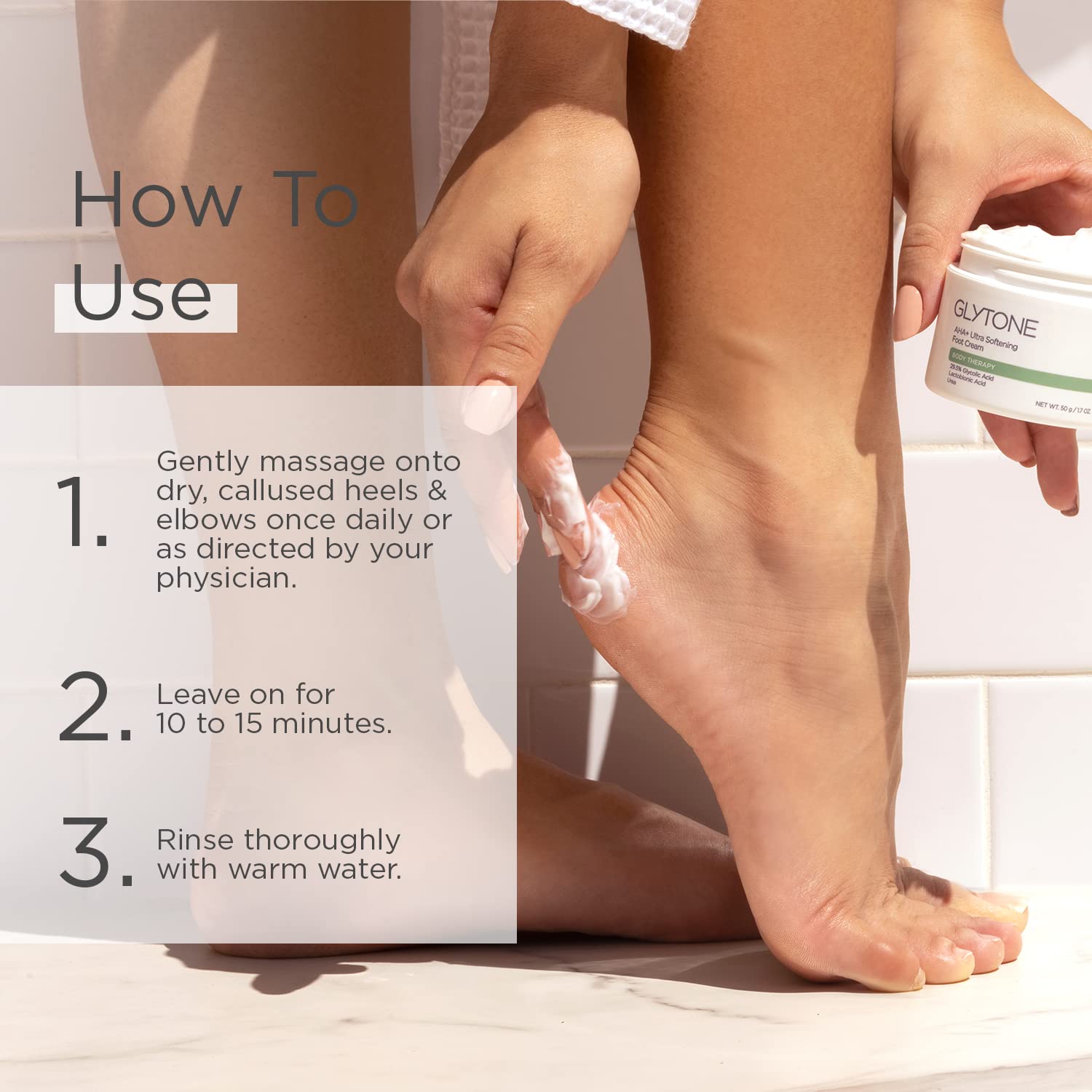 GLYTONE AHA+ Foot Cream helps reduce stubborn calluses gently