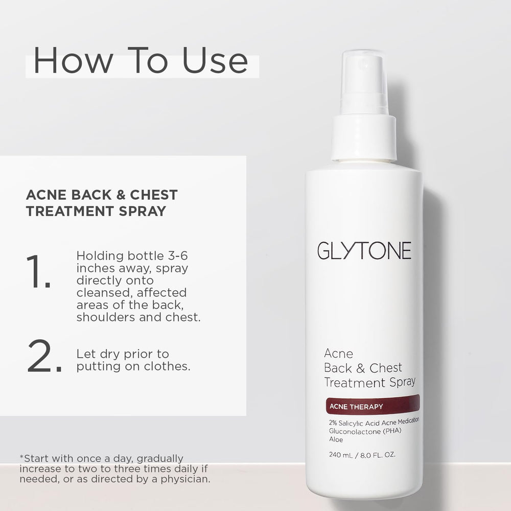 Glytone bacne spray centella asiatica ingredient supports gentle skin renewal.