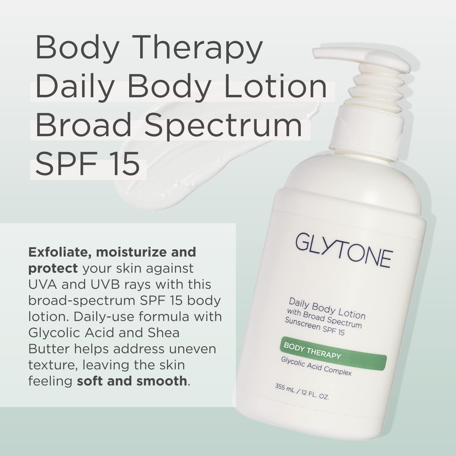 GLYTONE lotion close-up texture highlighting glycolic exfoliation for refined skin