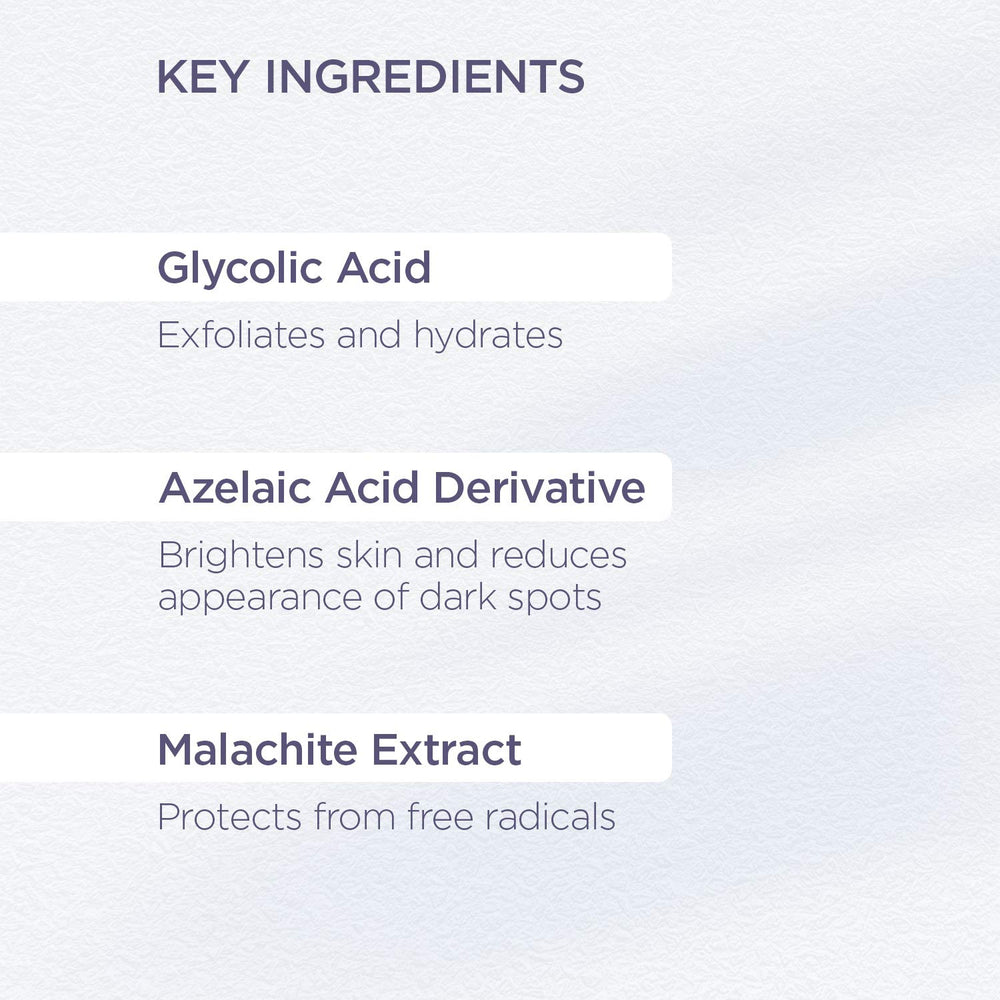 GLYTONE Enhance Brightening Solution on cotton pad for gentle daily exfoliation.