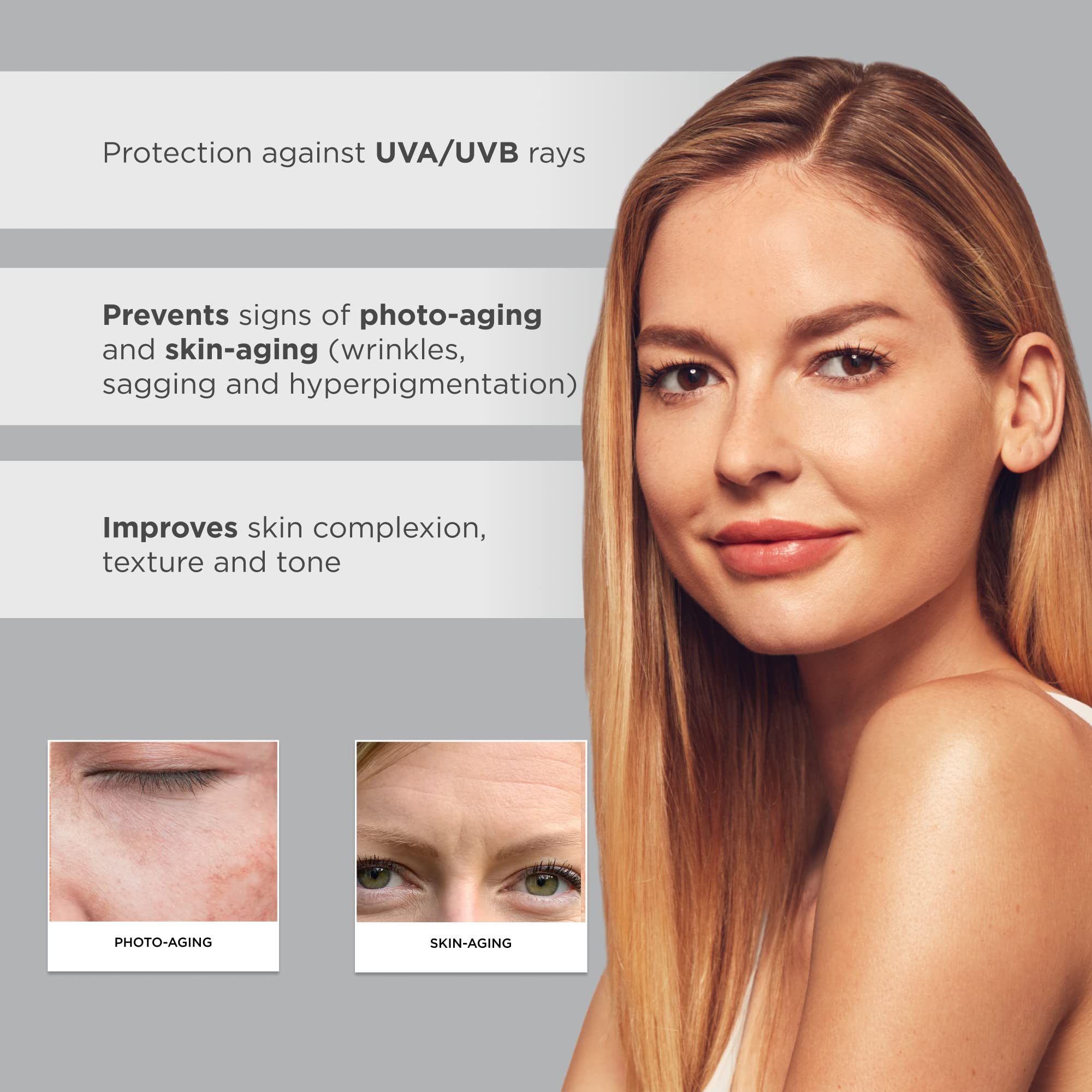 Sunscreen applied under makeup for a seamless daily routine.