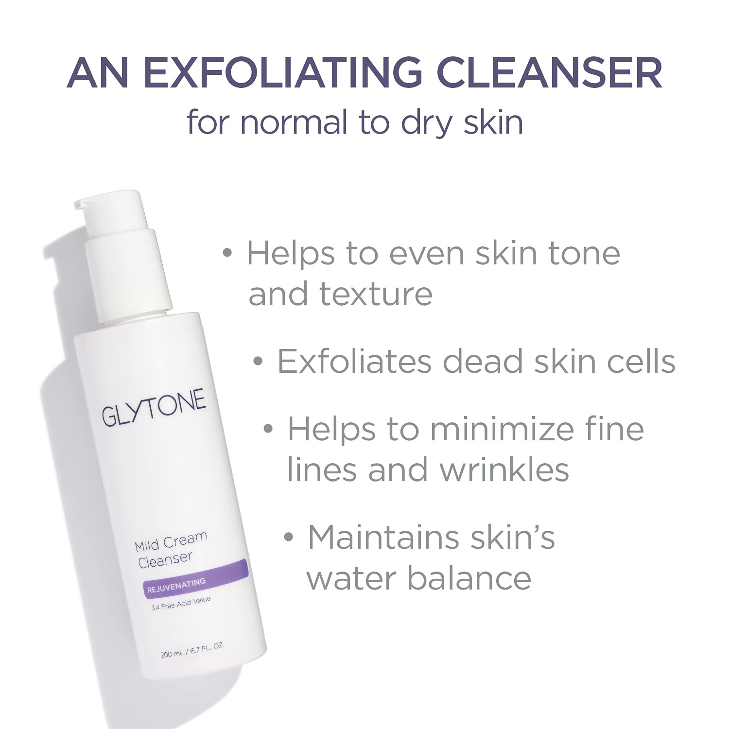 Glytone Cleanser removes makeup and grime with a creamy, non-drying formula.