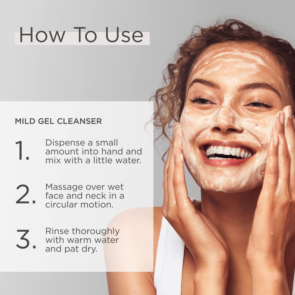 GLYTONE Mild Gel Exfoliating Cleanser on hand demonstrates easy daily use and hydration.