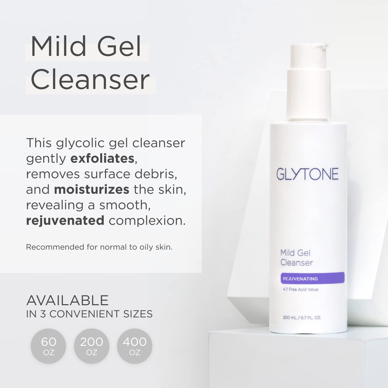 GLYTONE Mild Gel Exfoliating Cleanser texture closeup shows gentle exfoliation for smooth skin.