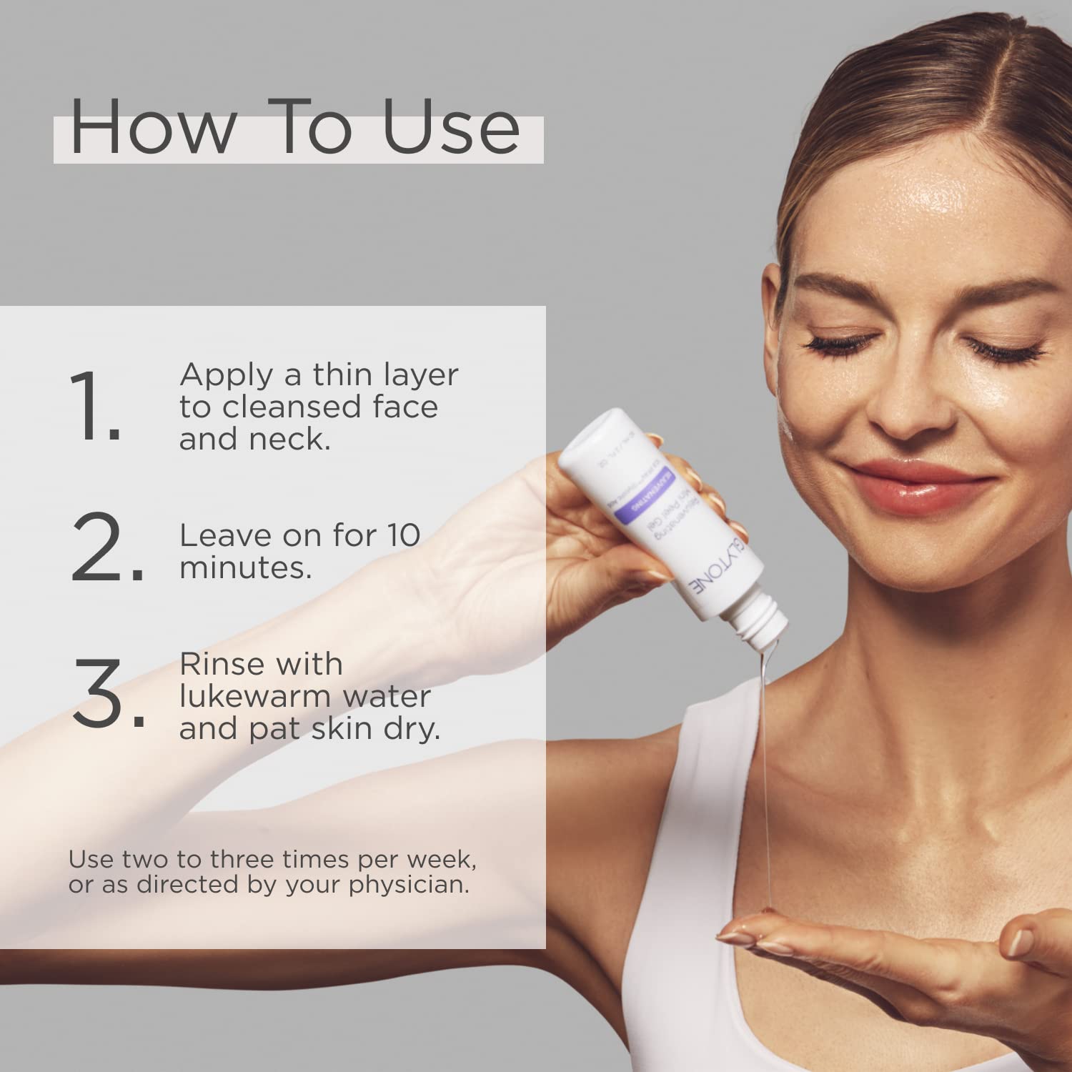 Glytone mini peel gel after wash showing smoother skin