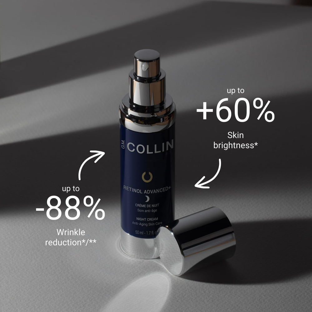 Packaging box of G.M. COLLIN Retinol Advanced+ Night Cream highlighting premium anti-aging care