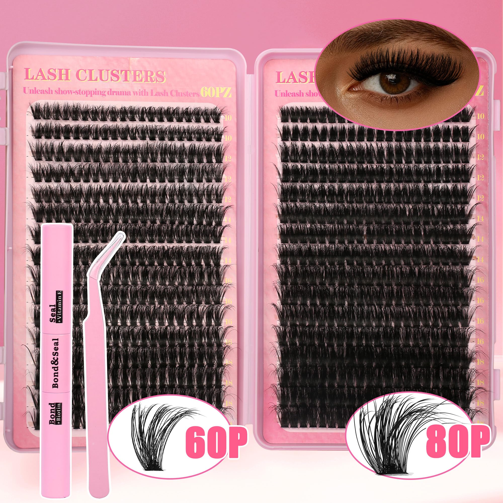 Gmagictobo lash clusters 10mm-18mm varied lengths for custom eye looks.