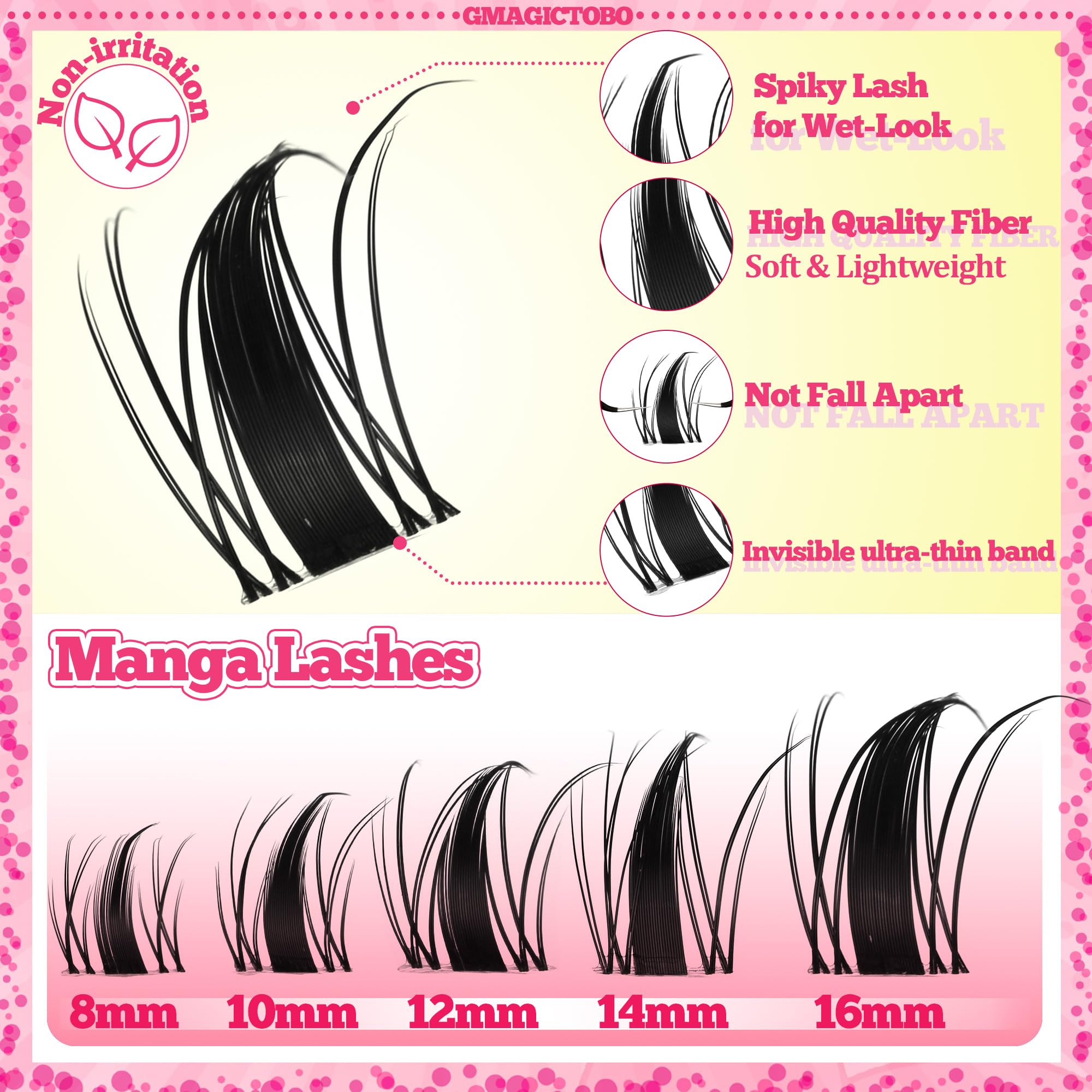 Gmagictobo Manga Kit close-up of transparent band lashes.