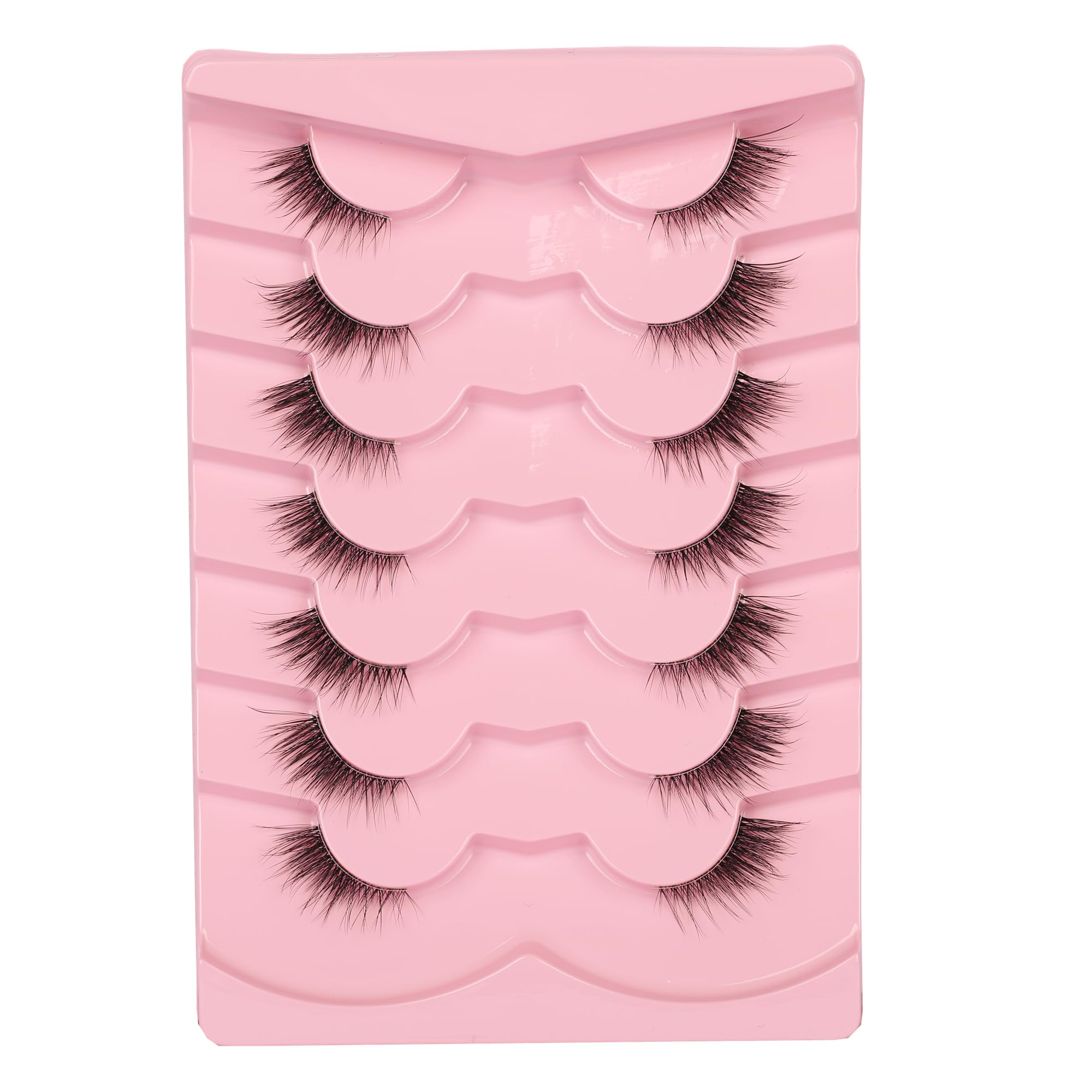 Gmagictobo natural half lashes, cat-eye clear band, for seamless daytime definition.
