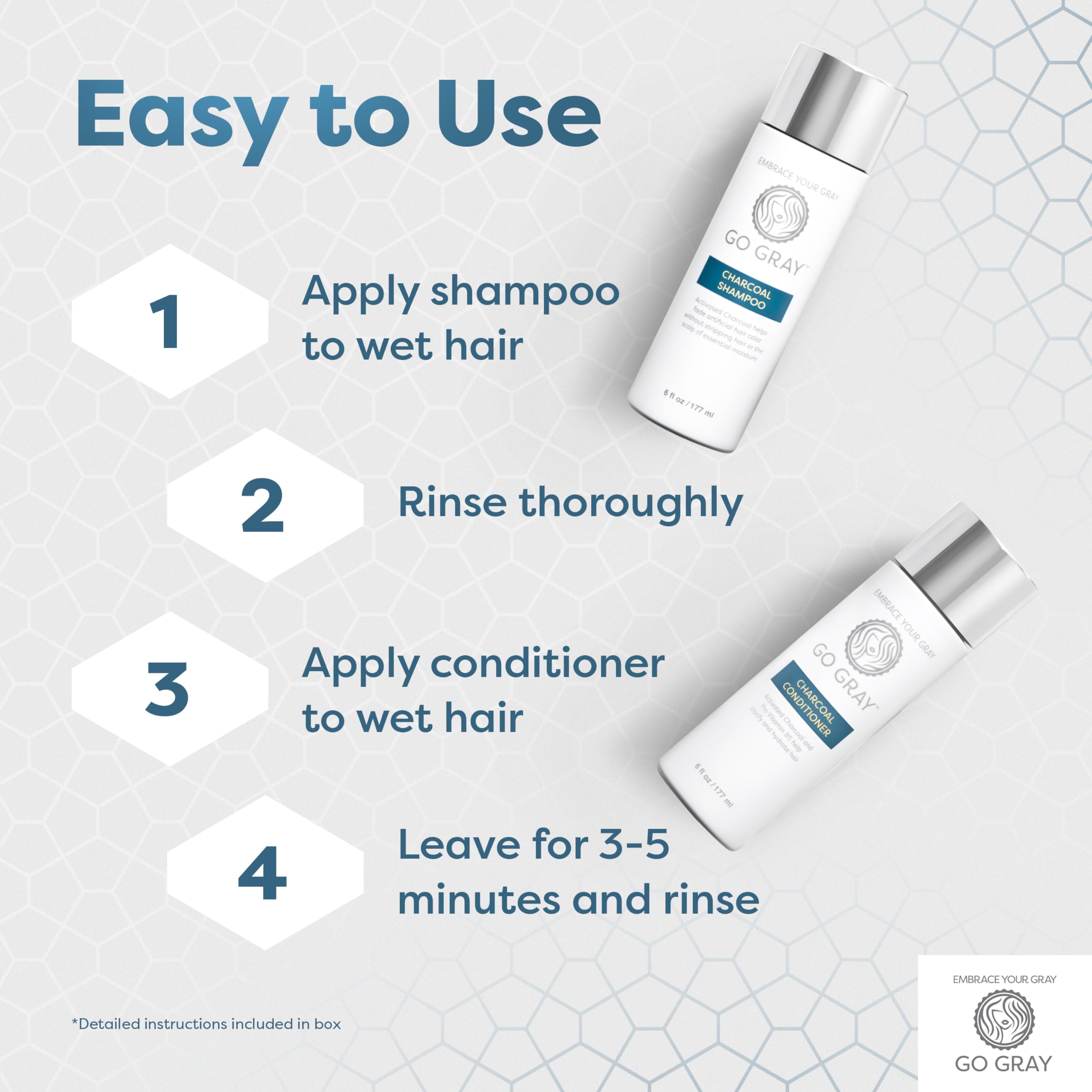 Go Gray hair color transition before-after captures gradual fade and revived shine.