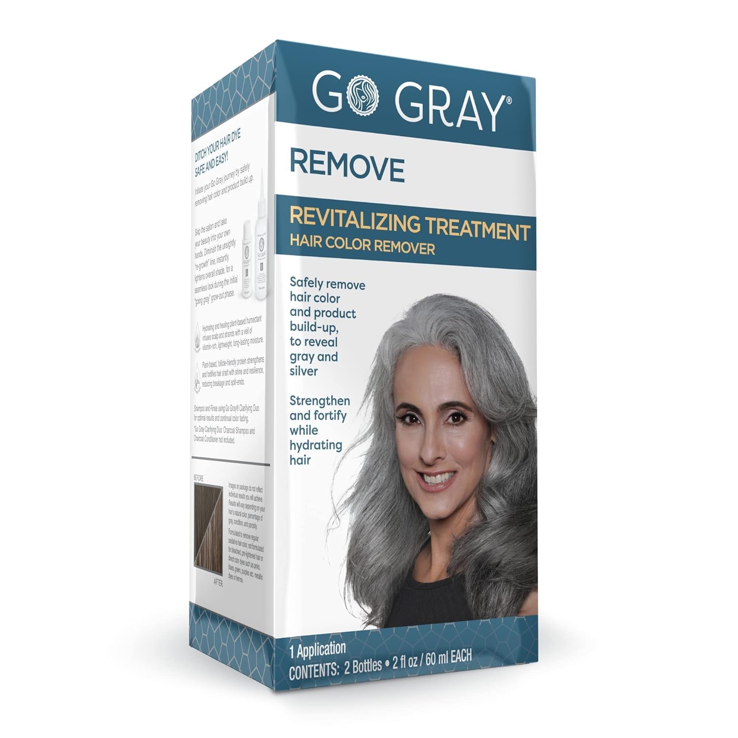Go Gray Remove color-stripping action softens grow-out line.