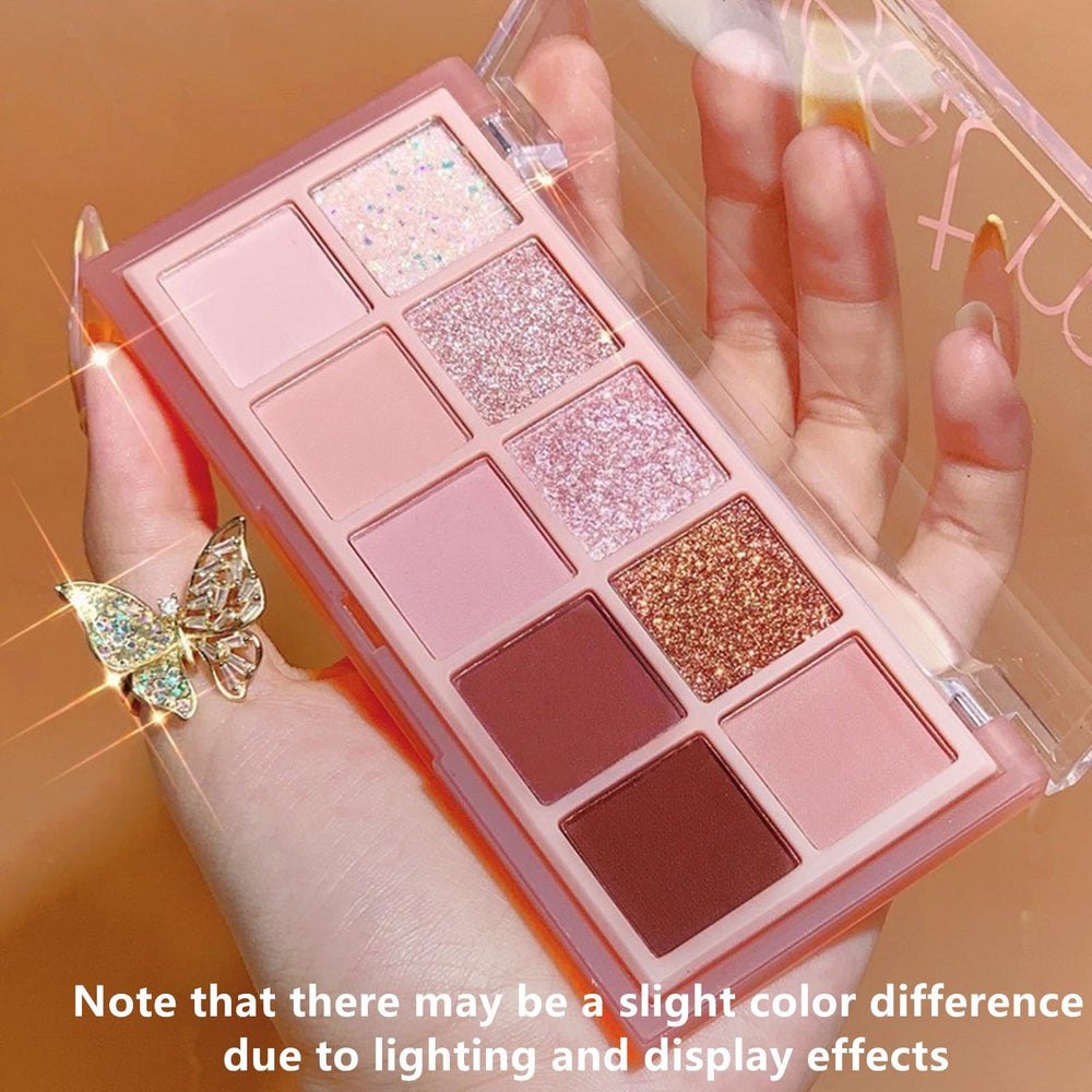 Go Ho 10 Colors Eyeshadow Palette long-lasting glittery finish stays put.