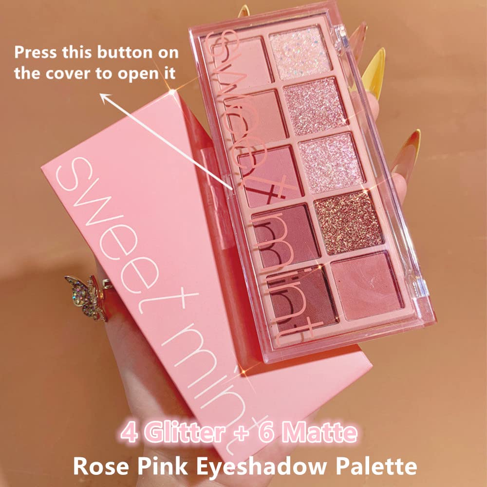 Go Ho 10 Colors Eyeshadow Palette rose pink shades for versatile looks.