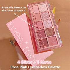 Go Ho 10 Colors Eyeshadow Palette rose pink shades for versatile looks.