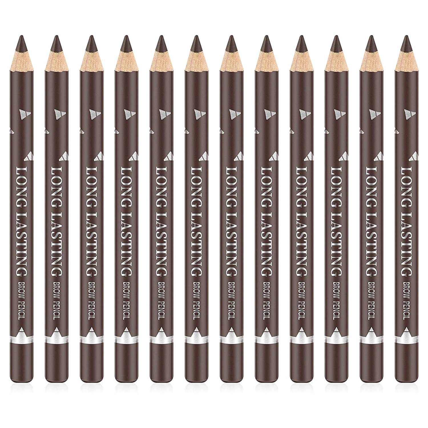 Go Ho 12-piece dark brown brow and eyeliner pencils for versatile definition.