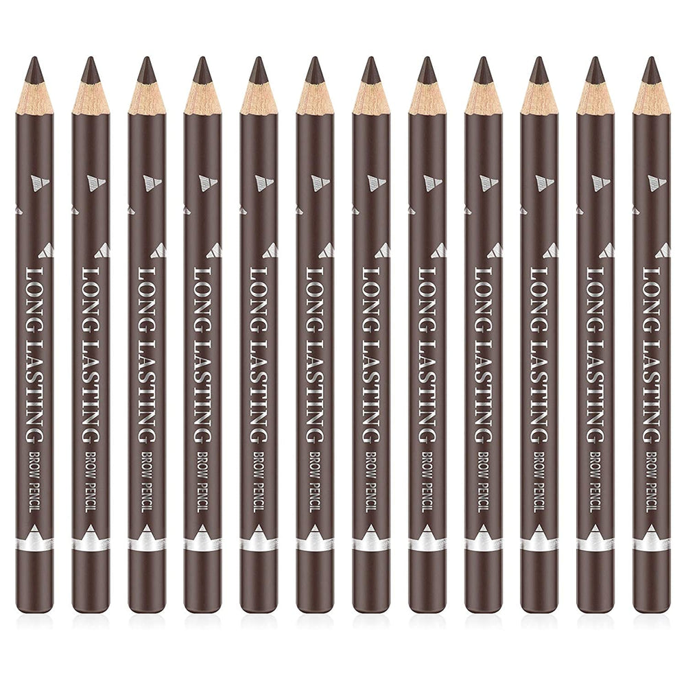 Go Ho 12-piece dark brown brow and eyeliner pencils for versatile definition.