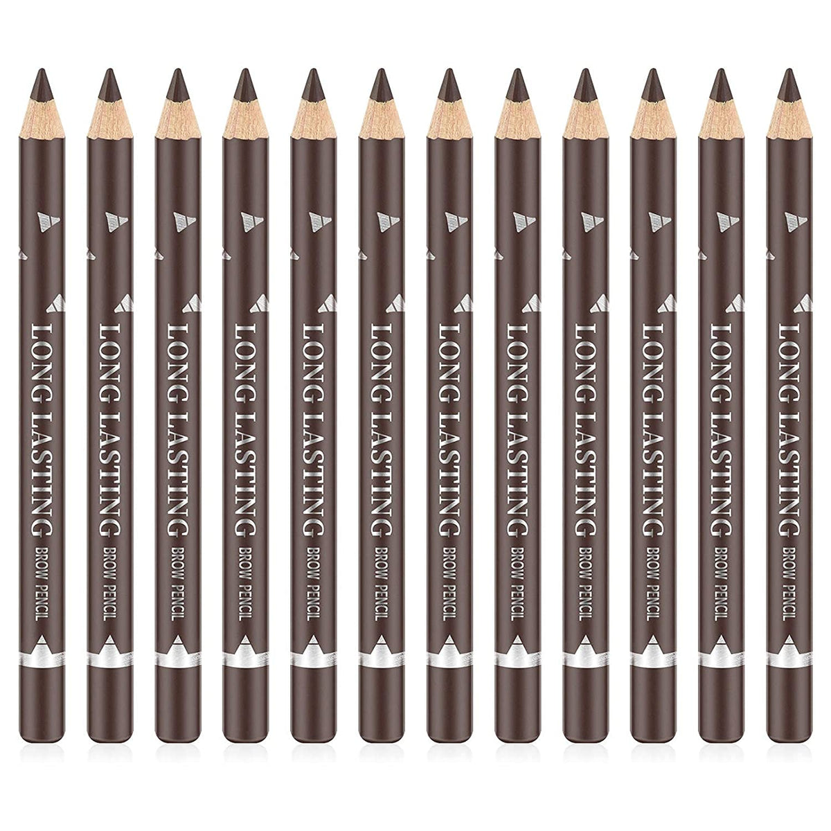 Go Ho 12-piece dark brown brow and eyeliner pencils for versatile definition.