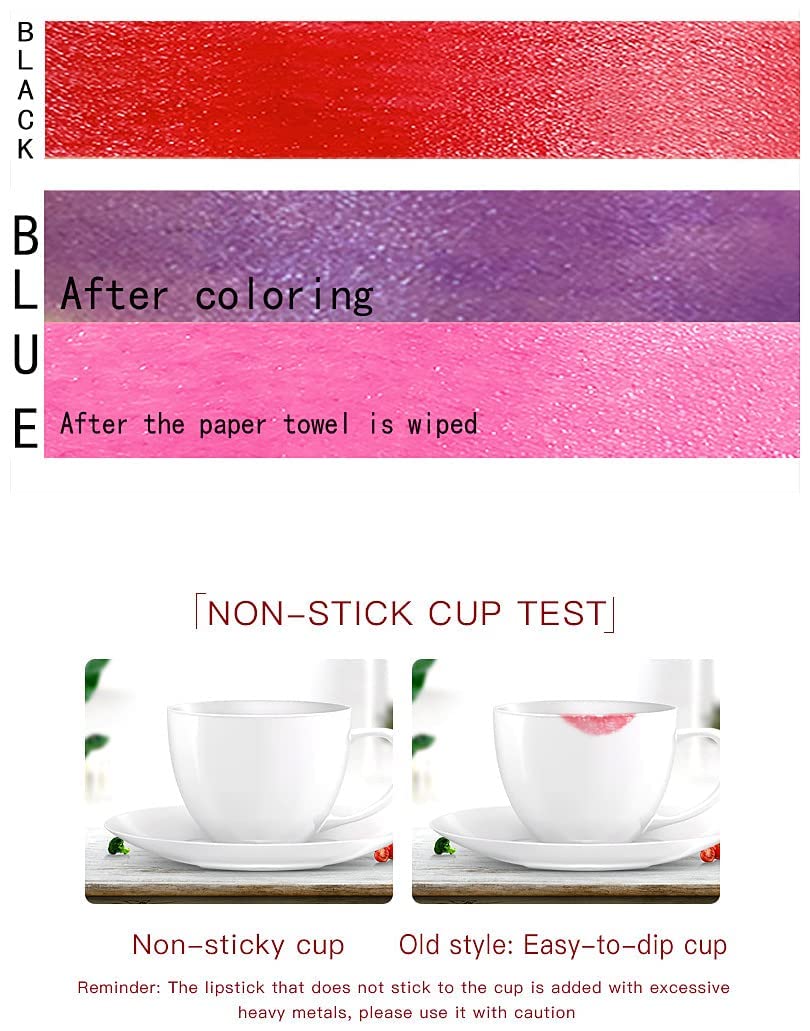 Closeup of color-changing effect on Go Ho Lipstick reveals red tint after application.