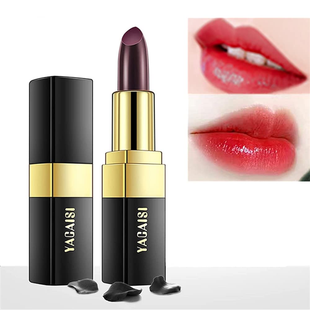 Go Ho Black Color Changing Lipstick outer tube with sleek packaging and mood-responsive shade.