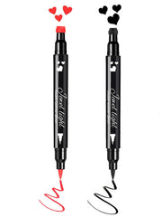 Go Ho black heart stamp eyeliner on lid for bold Halloween makeup